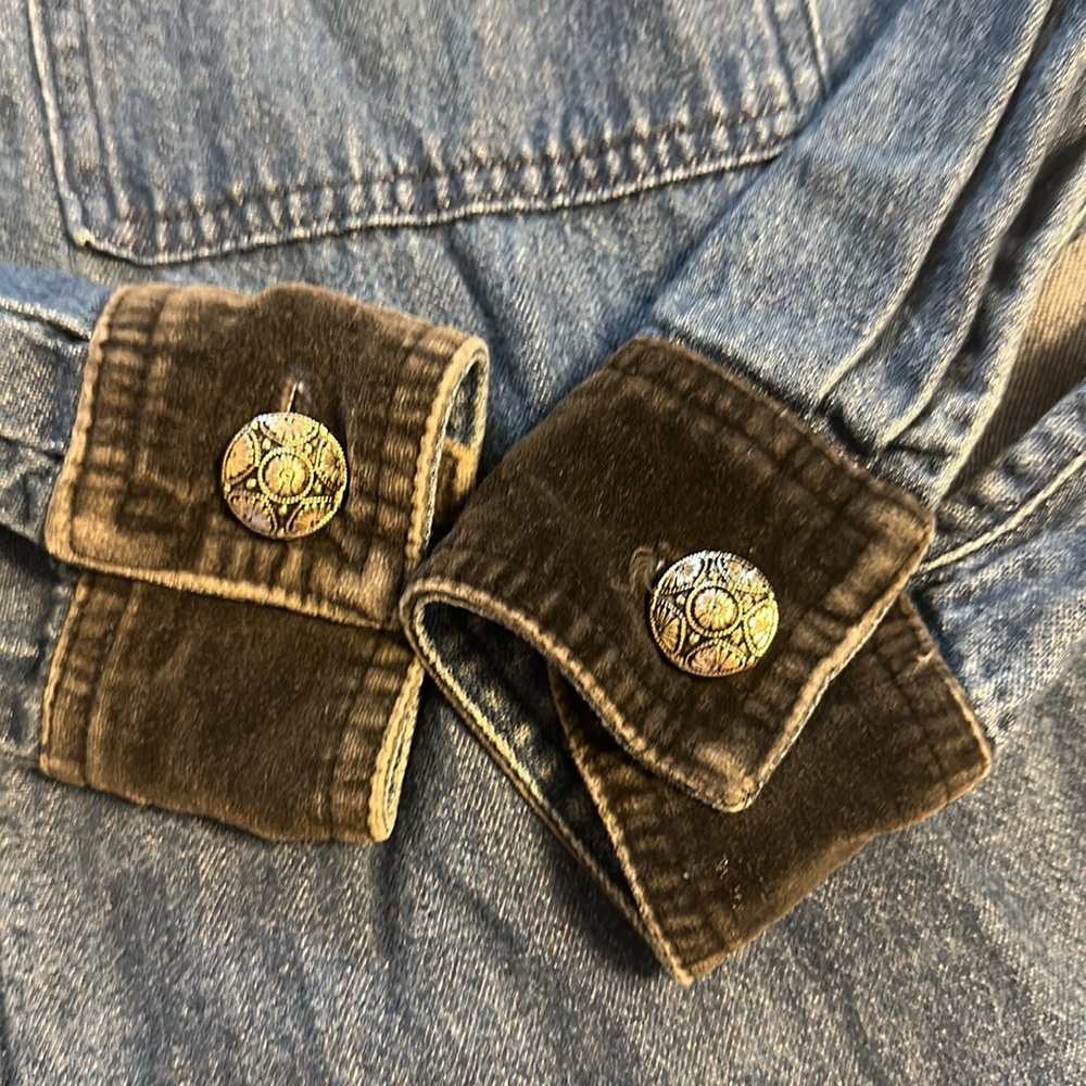 Vintage SunBelt denim/velvet/silver oversized Small - Picture 4 of 8